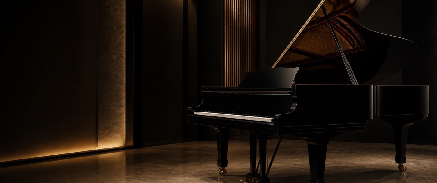 Royal Pianos Premum. Piano de cola de concierto en interior exclusivo Royal Pianos Premium