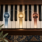 Scale degrees and tonal functions on the piano shown on a keyboard.