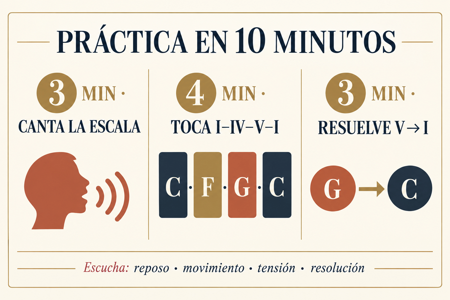 Ejercicio de diez minutos para practicar grados de la escala y funciones tonales