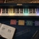 Piano keyboard with four connected colour zones representing a path through chord progressions