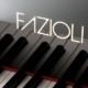 Detail of the keyboard and Fazioli logo on a F308 grand piano